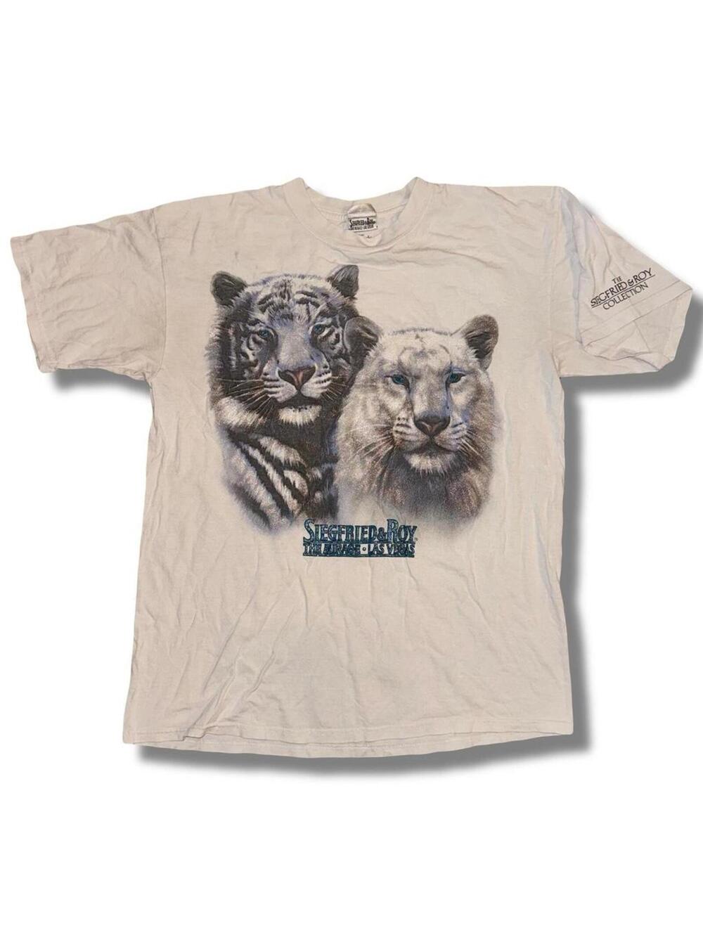 Vintage 90s / y2k Siegfried & Roy Mirage Las Vegas big print tiger tee - Size L